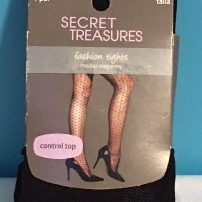 Secret Treasures Fashion Tights Control Top Nylon/Spandex Sizes 2 BLACK NEW!